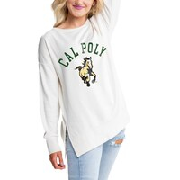 Women's Gameday Couture Cream Cal Poly Mustangs Side Split Logo Pullover Top