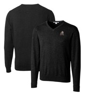Men's Cutter & Buck Black Cleveland Browns Throwback Logo Lakemont Tri-Blend Big & Tall V-Neck Pullover Sweater