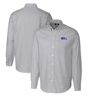 Men's Cutter & Buck Charcoal Seattle Seahawks Throwback Logo Big & Tall Stretch Oxford Stripe Long Sleeve Button Down Shirt