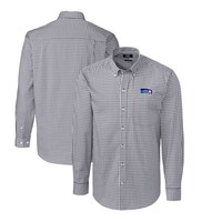 Men's Cutter & Buck Charcoal Seattle Seahawks Throwback Logo Easy Care Stretch Gingham Long Sleeve Button-Down Shirt