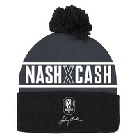 Men's Mitchell & Ness Black Nashville SC x Johnny Cash Cuffed Knit Hat with Pom
