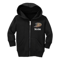 Toddler Chad & Jake Black Anaheim Ducks Personalized Full-Zip Hoodie