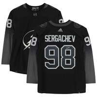 Mikhail Sergachev Tampa Bay Lightning Autographed Adidas Black Alternative Jersey