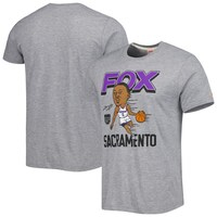 Men's Homage De'Aaron Fox Gray Sacramento Kings Caricature Tri-Blend T-Shirt