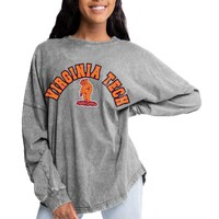 Women's Gameday Couture Gray Virginia Tech Hokies Faded Wash Pullover Sweatshirt
