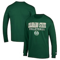 Men's Champion Green Colorado State Rams Stack Logo Volleyball Powerblend Long Sleeve T-Shirt