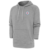 Men's Antigua Heather Gray Chicago Fire Logo Victory Pullover Hoodie