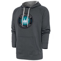 Men's Antigua Charcoal Charlotte FC Victory Pullover Hoodie