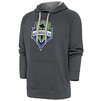 Men's Antigua Charcoal Seattle Sounders FC Victory Pullover Hoodie