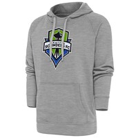 Men's Antigua Heather Gray Seattle Sounders FC Victory Pullover Hoodie