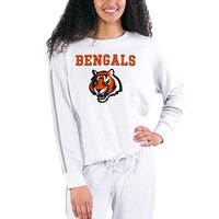 Women's Concepts Sport Cream/Gray Cincinnati Bengals Pendant French Terry Long Sleeve Top