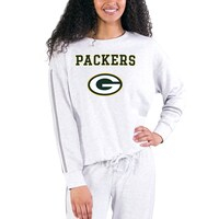 Women's Concepts Sport Cream/Gray Green Bay Packers Pendant French Terry Long Sleeve Top