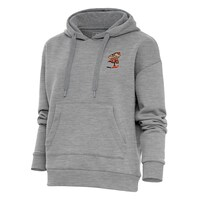 Women's Antigua Heather Gray Cleveland Browns Primary Team Logo Victory Pullover Hoodie