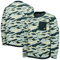 Men's adidas Green/Yellow WM Phoenix Open Texture Print Golf Pullover Sweatshirt