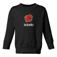 Toddler Black Calgary Flames Personalized Pullover Sweatshirt