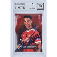 Cristiano Ronaldo Manchester United Autographed 2021-22 Topps Now UCL #14 BAS Authenticated 9/10 Card - 15022464