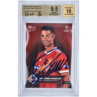Cristiano Ronaldo Manchester United Autographed 2021-22 Topps Now UCL #14 BAS Authenticated 9.5/10 Card - 15022459