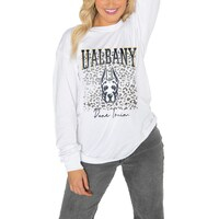 Women's Gameday Couture White UAlbany Great Danes Boyfriend Fit Long Sleeve T-Shirt