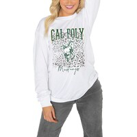 Women's Gameday Couture White Cal Poly Mustangs Boyfriend Fit Long Sleeve T-Shirt