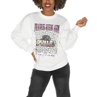 Women's Gameday Couture White Prairie View A&M Panthers Drop Shoulder Fleece Drop Pullover Sweatshirt
