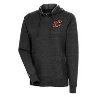Women's Antigua Heather Black Cleveland Cavaliers Action Pullover Hoodie