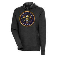 Women's Antigua Heather Black Denver Nuggets Action Pullover Hoodie