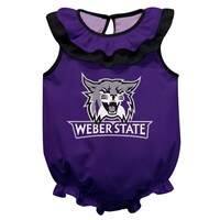 Girls Infant Purple Weber State Wildcats Sleeveless Ruffle Bodysuit