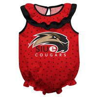 Girls Infant Red Southern Illinois Edwardsville Cougars Sleeveless Swirls Ruffle Bodysuit