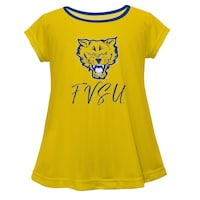 Girls Youth Gold Fort Valley State Wildcats A-Line T-Shirt