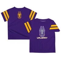 Toddler Purple UAlbany Great Danes Team Logo Stripes T-Shirt