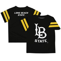 Youth Black Cal State Long Beach The Beach Team Logo Stripes T-Shirt