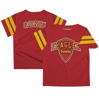 Youth Red Flagler Saints Team Logo Stripes T-Shirt