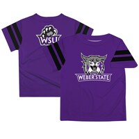 Youth Purple Weber State Wildcats Team Logo Stripes T-Shirt