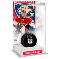 Spencer Knight Florida Panthers Autographed Puck with Deluxe Tall Hockey Puck Case