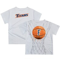 Youth White Cal State Fullerton Titans Dripping Basketball T-Shirt