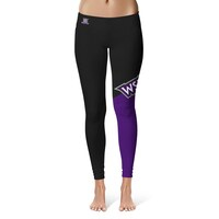 Women's Black/Purple Weber State Wildcats Plus Size Letter Color Block Yoga Leggings