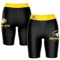 Women's Black/Gold Michigan Tech Huskies Plus Size Logo Bike Shorts