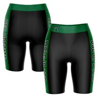 Women's Black/Green USC Upstate Spartans Striped Design Bike Shorts
