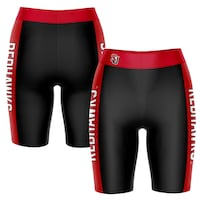 Women's Black/Brown Seattle Redhawks Striped Design Bike Shorts