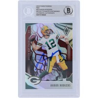Aaron Rodgers Green Bay Packers Autographed 2019 Panini Phoenix Red Variation #35 #4/299 Beckett Fanatics Witnessed Authenticated Card