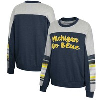 Women's Colosseum Navy/Heather Gray Michigan Wolverines Baby Talk Pullover Sweatshirt