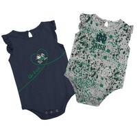 Girls Infant Colosseum Navy/Heather Gray Notre Dame Fighting Irish Sweet Pea Two-Pack Bodysuit Set