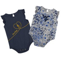 Girls Infant Colosseum Navy/Heather Gray West Virginia Mountaineers Sweet Pea Two-Pack Bodysuit Set