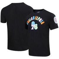Men's Pro Standard  Black Philadelphia 76ers Washed Neon T-Shirt