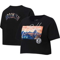Women's Pro Standard Black Brooklyn Nets Cityscape Crop Boxy T-Shirt