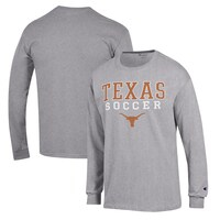 Men's Champion Gray Texas Longhorns Soccer Stack Logo Long Sleeve T-Shirt
