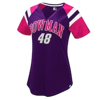 Women's Starter Purple/Red Alex Bowman Game On Notch V-Neck T-Shirt