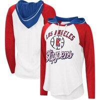 Women's G-III 4Her by Carl Banks White LA Clippers MVP Raglan Hoodie Long Sleeve T-Shirt
