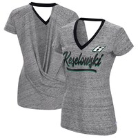 Women's Touch Heather Black Brad Keselowski Halftime Back Wrap T-Shirt