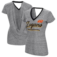 Women's Touch Heather Black Joey Logano Halftime Back Wrap T-Shirt